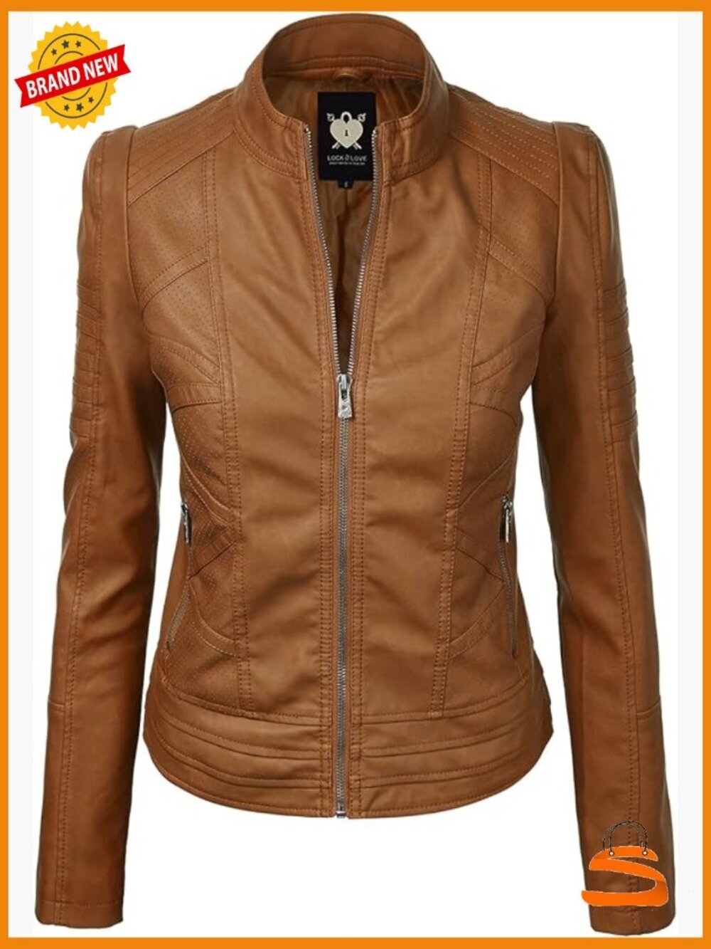 Slim Fit Vegan Leather Moto Jacket - PU Biker Coat